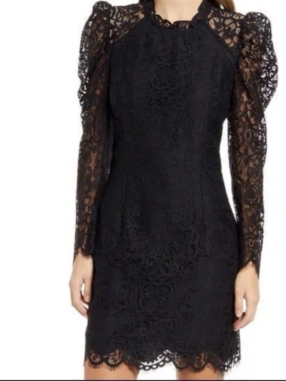 NWT Lilly Pulitzer Averi Lace Dress Onyx Black Puff Sleeve Mini 4
